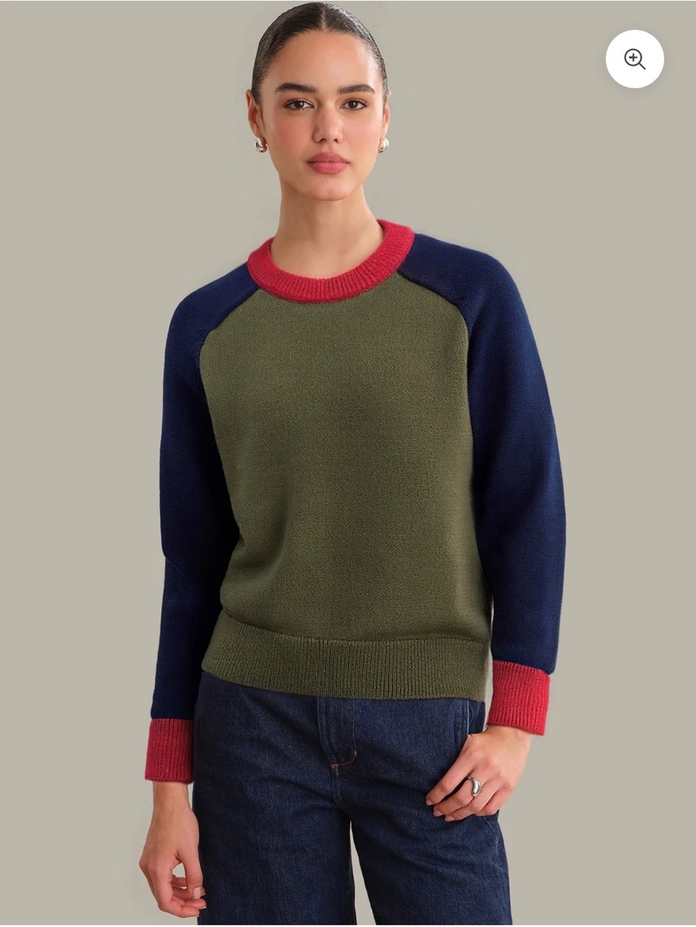 525 America Colorblock Crewneck Sweater - Olive, Navy & Red